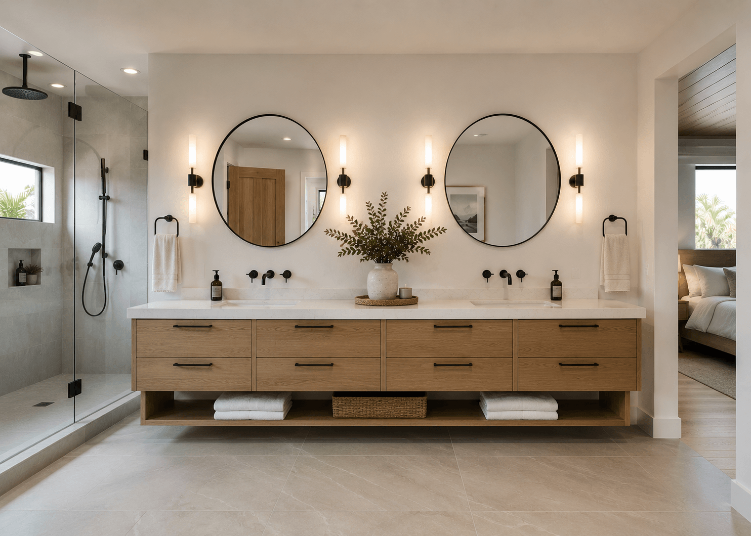 Double vanity master bathroom remodel San Diego
