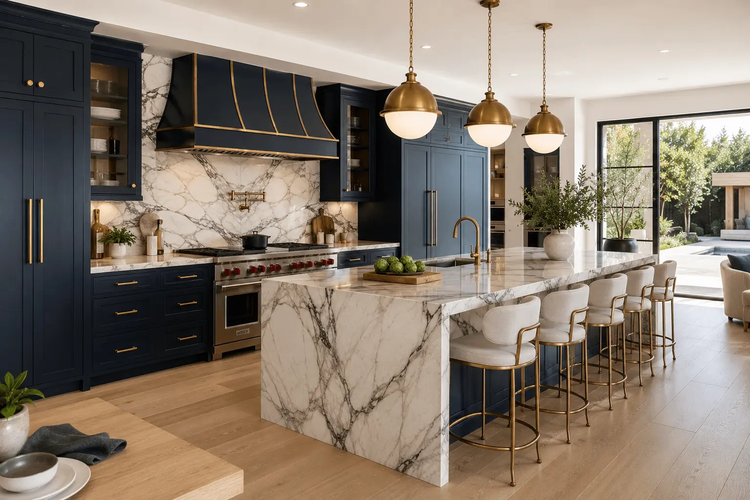 Luxury kitchen remodel La Jolla custom marble cabinetry