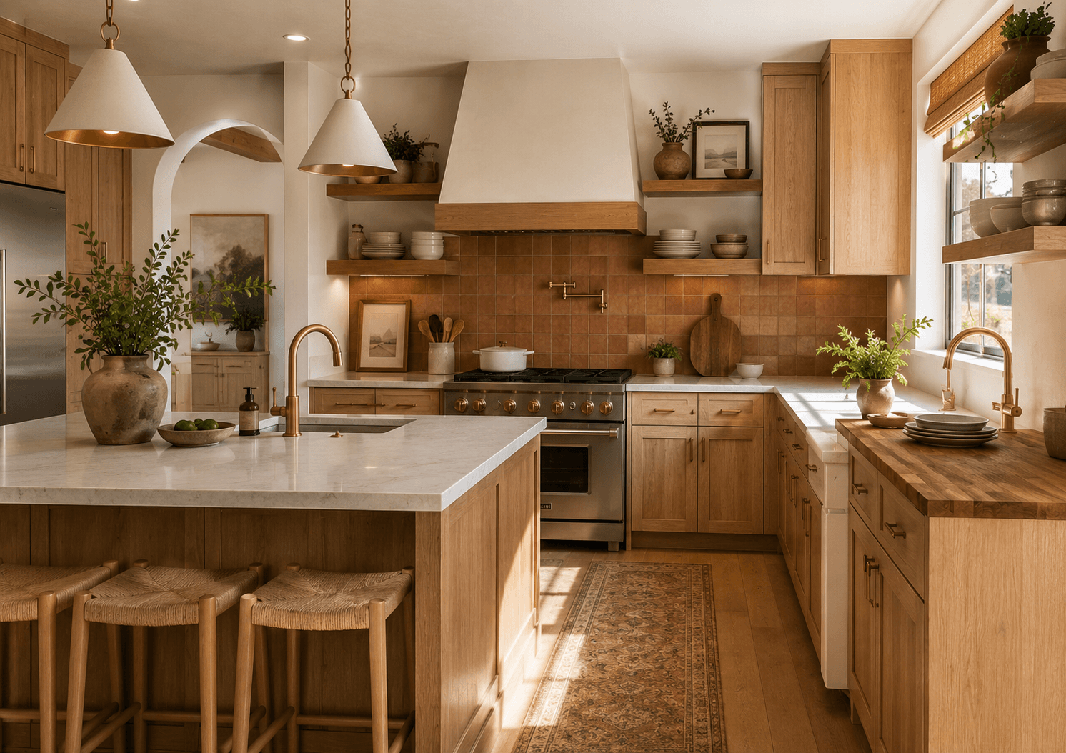 Warm coastal kitchen design San Diego