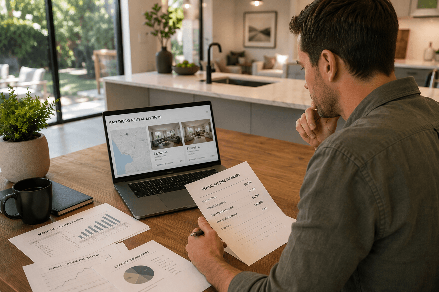 San Diego homeowner calculating ADU rental income and ROI