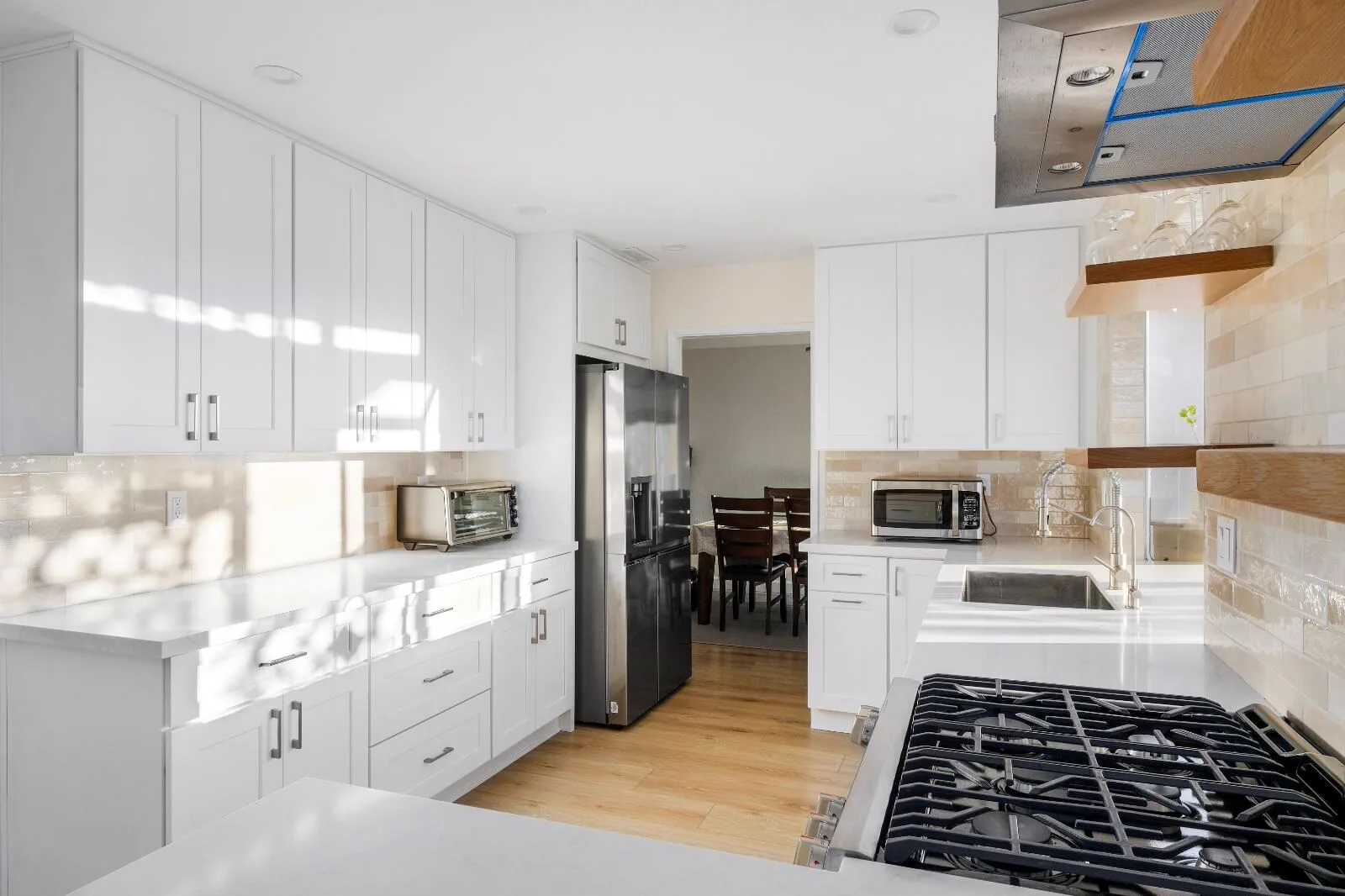 White quartz countertop kitchen remodel, El Cajon